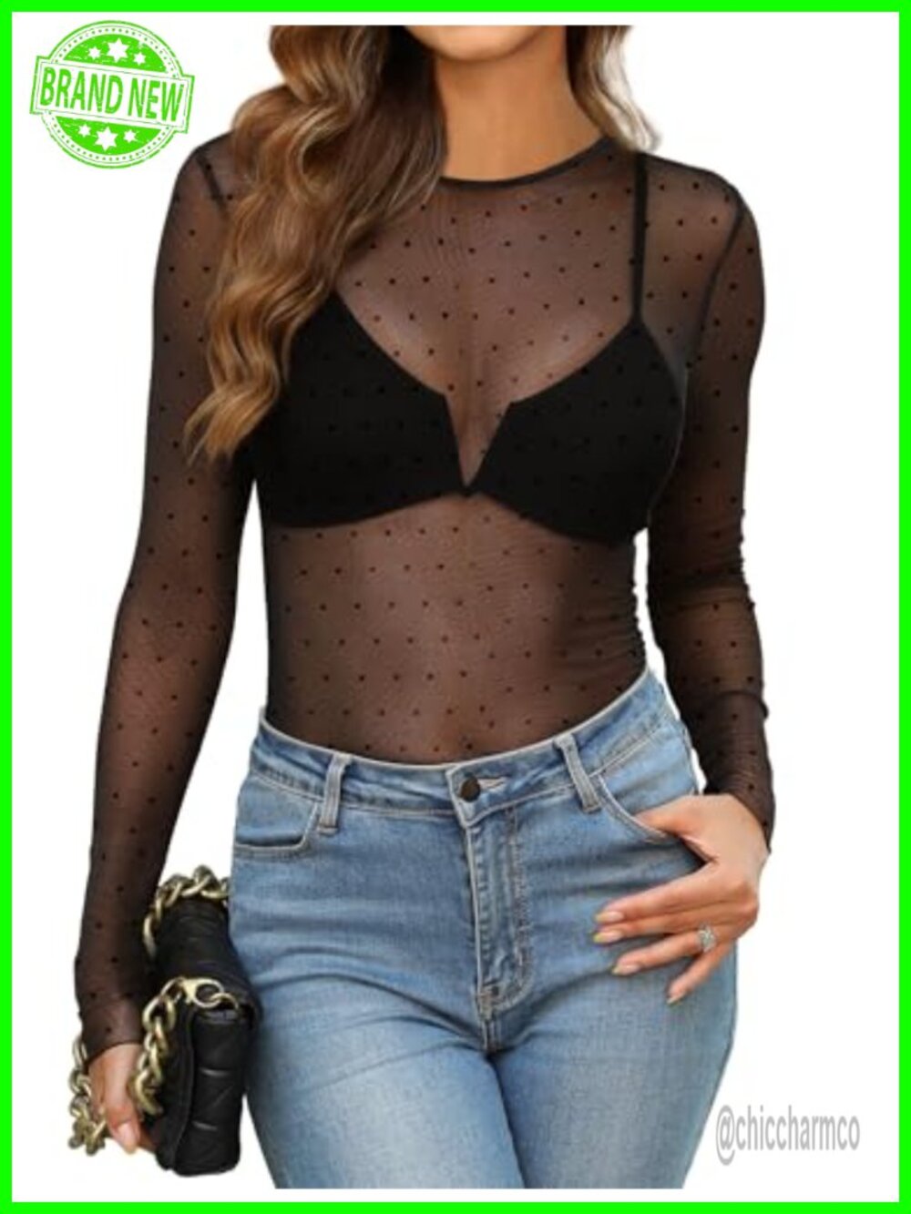 Womens Mesh Lace Long Sleeve Blouse Slim Fit See Through Top Layering